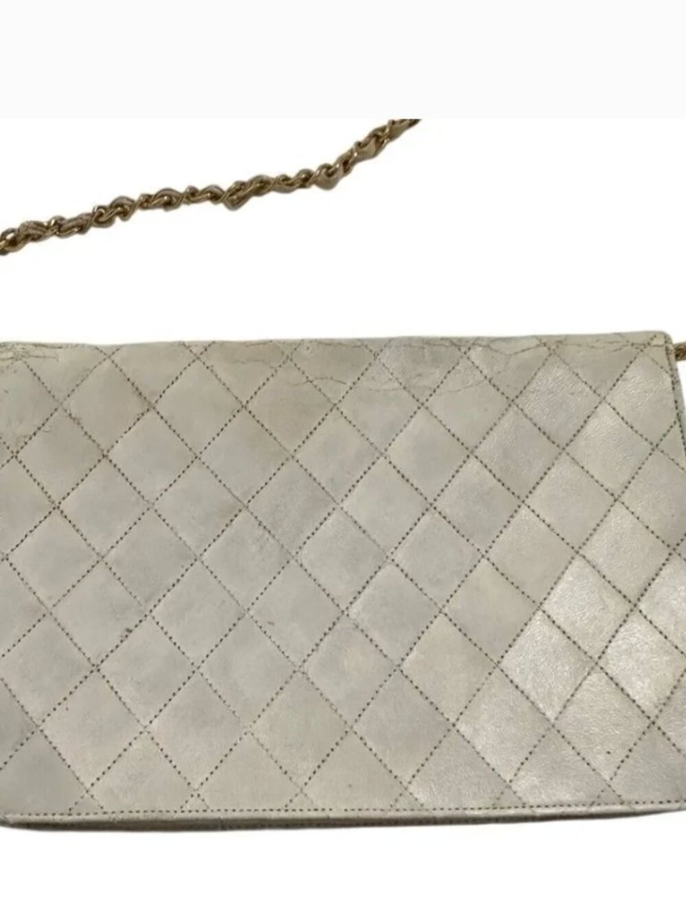💯 Authentic Chanel Beige Quilted Shoulder Bag with Gold Chain w COA - Picture 2 of 16